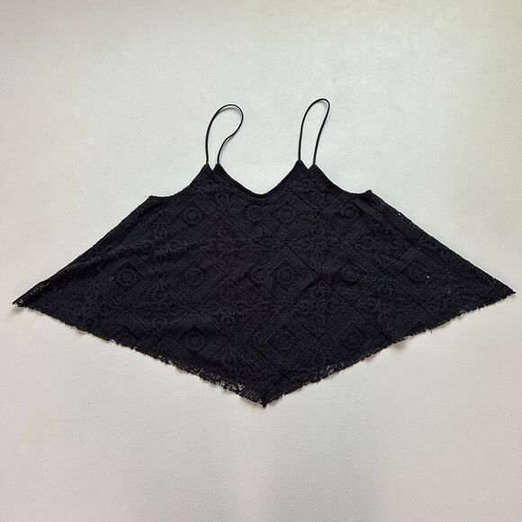 American Eagle Black Lace Handkerchief Cami Top Size S Boho - Picture 1 of 5